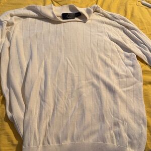 J.Ferrar Cream Ribbed Knit Sweater